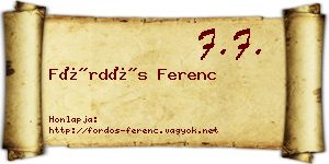 Fördős Ferenc névjegykártya